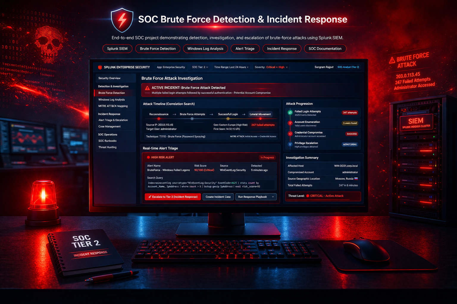 SOC Brute Force Report Screenshot